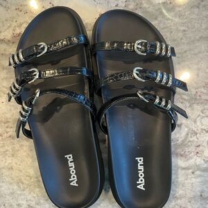 Abound Black Triple-Buckle Slide Sandals